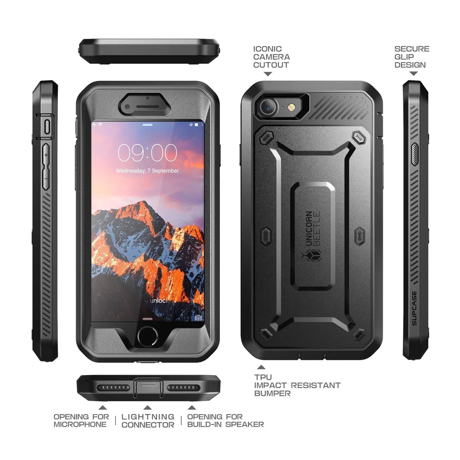 iPhone 7 Plus / 8 Plus Unicorn Beetle Pro Holster Case-Black - Image 6