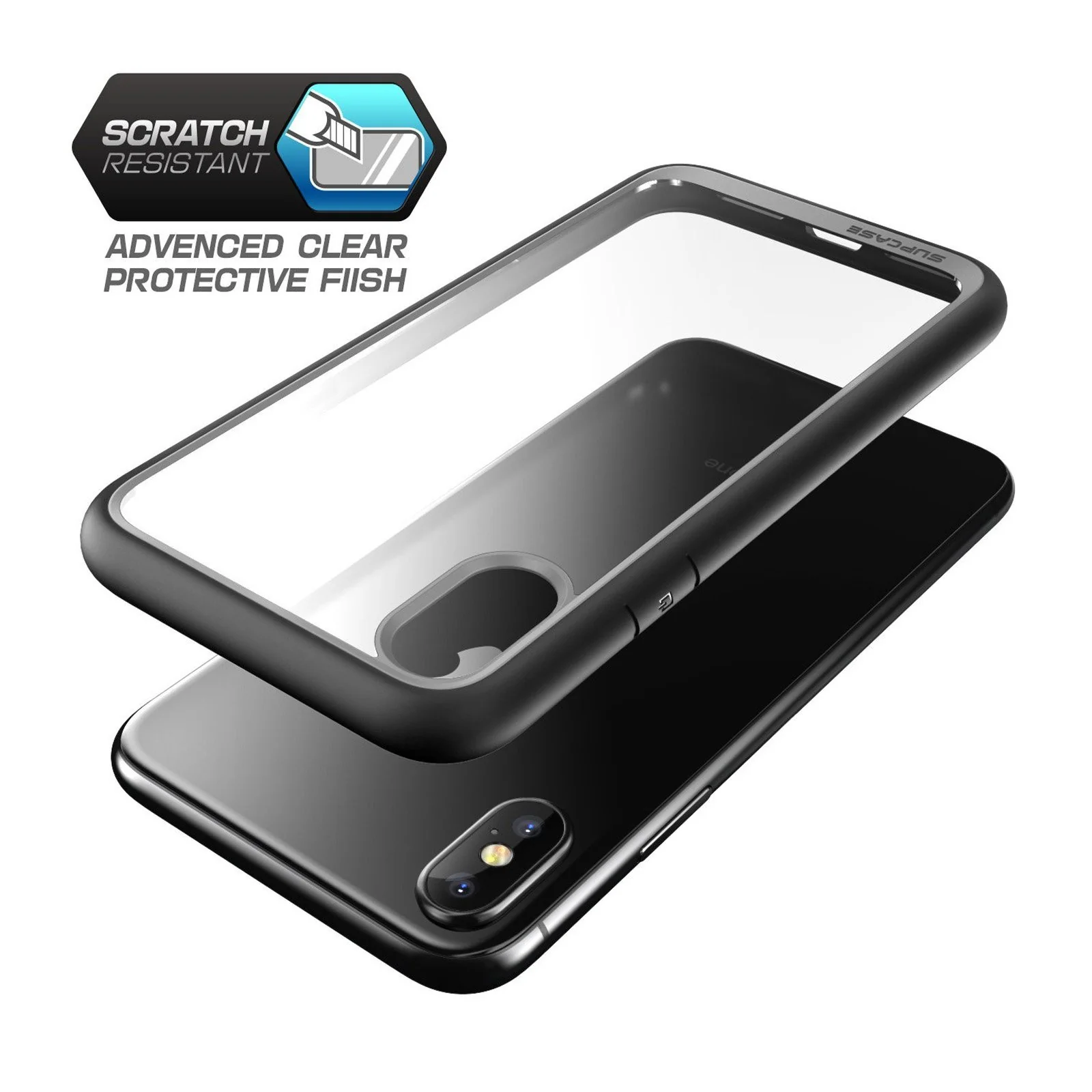 iPhone X / XS Unicorn Beetle Style Slim Clear Case-Black - Image 3