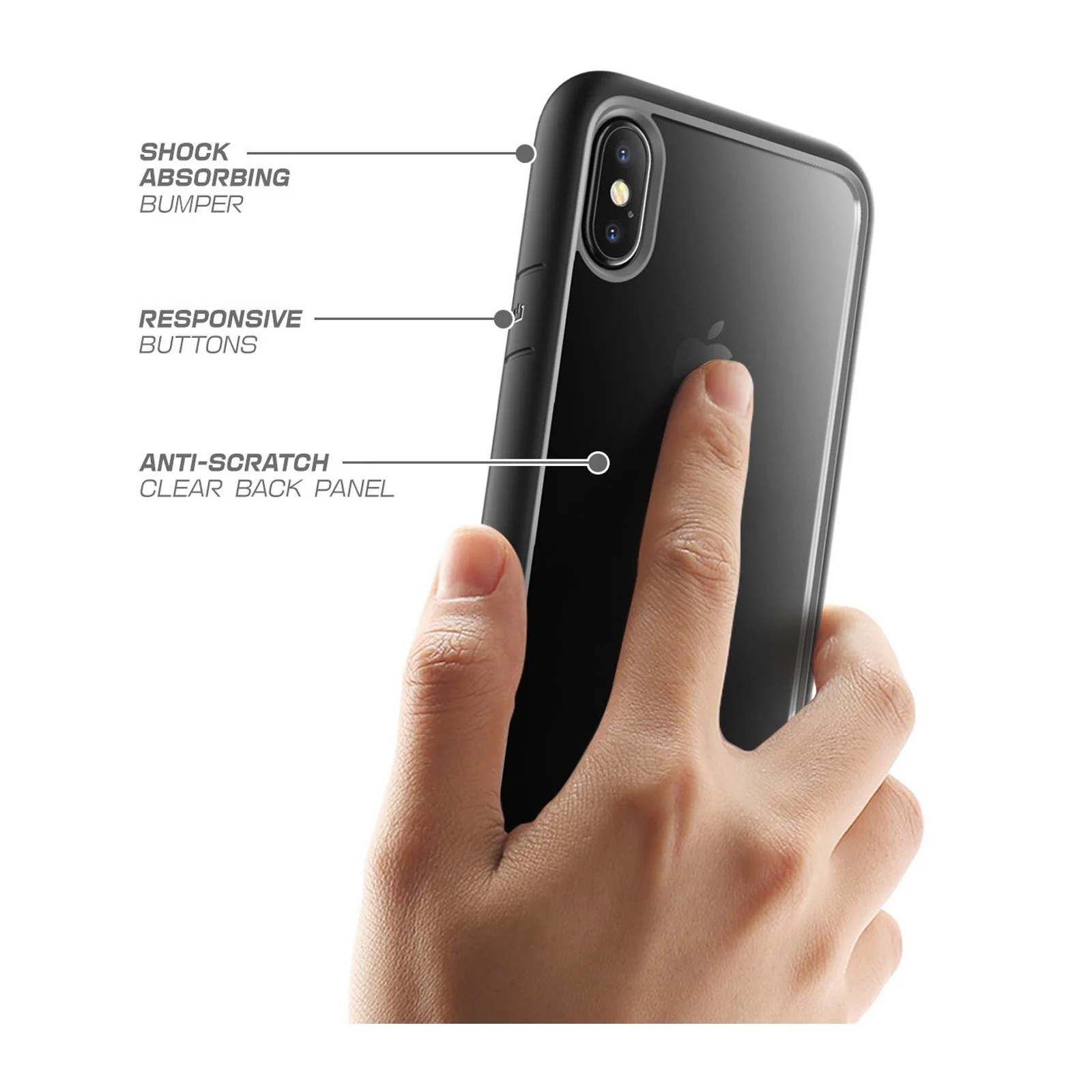 iPhone X / XS Unicorn Beetle Style Slim Clear Case-Black - Image 5