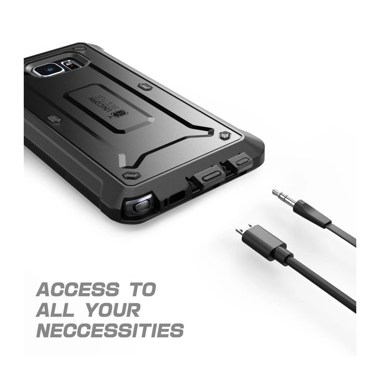 Galaxy Note5 Unicorn Beetle Pro Full Body Rugged Holster Case with Screen Protector-Black - Image 3