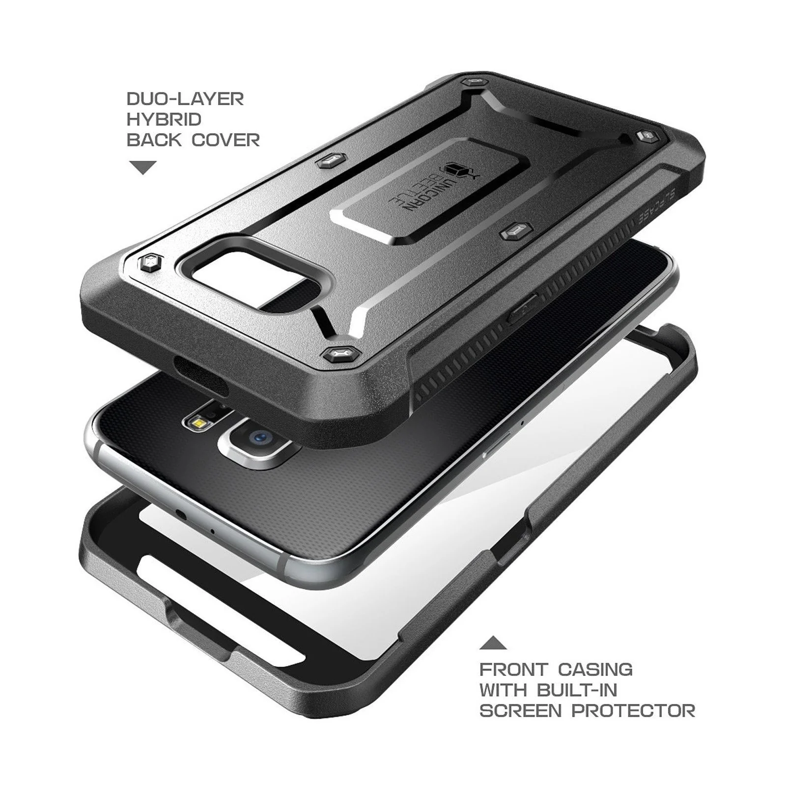 Galaxy S6 Unicorn Beetle Pro Full Body Rugged Holster Case with Screen Protector-Black - Image 7