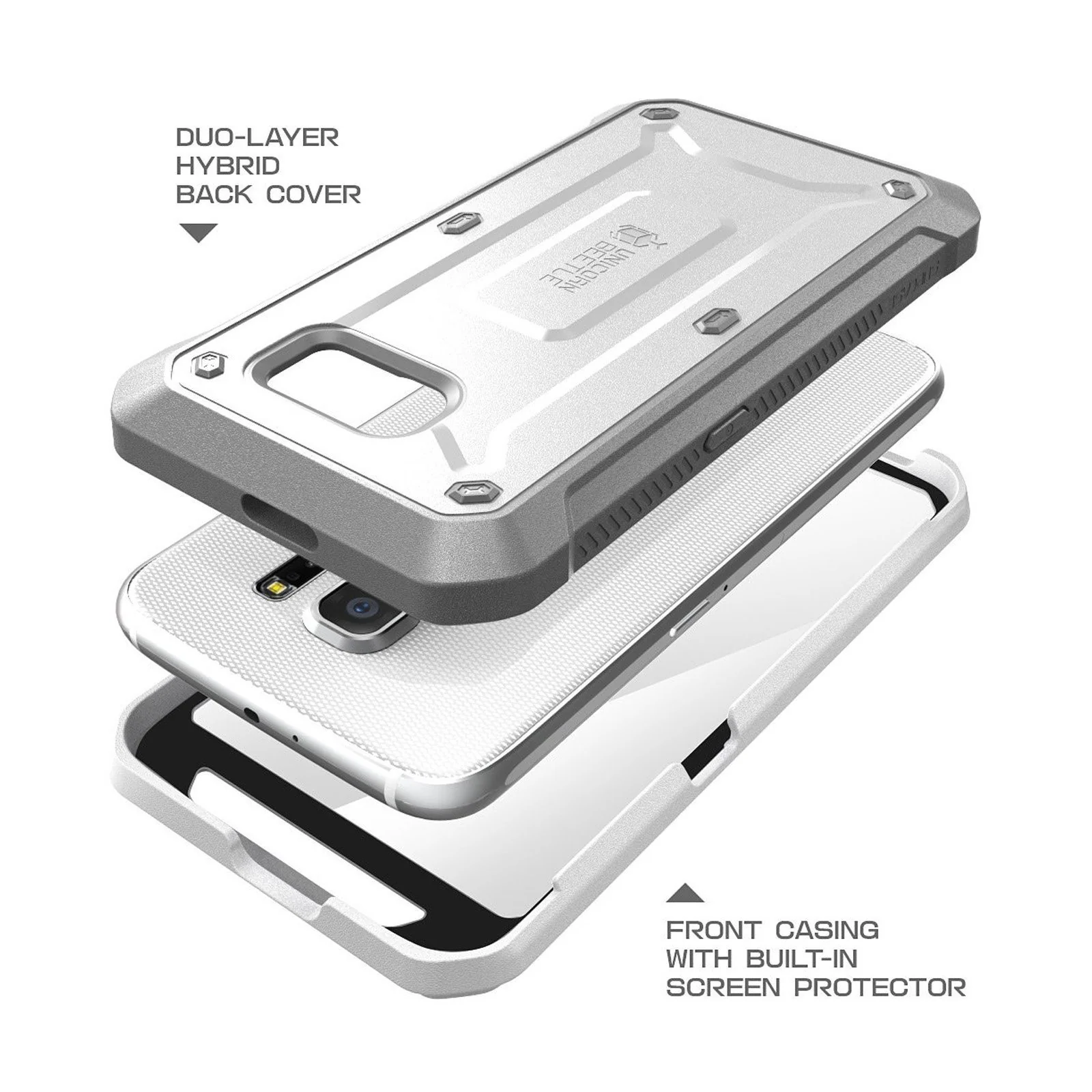 Galaxy S6 Unicorn Beetle Pro Full Body Rugged Holster Case with Screen Protector(open box)-White - Image 4