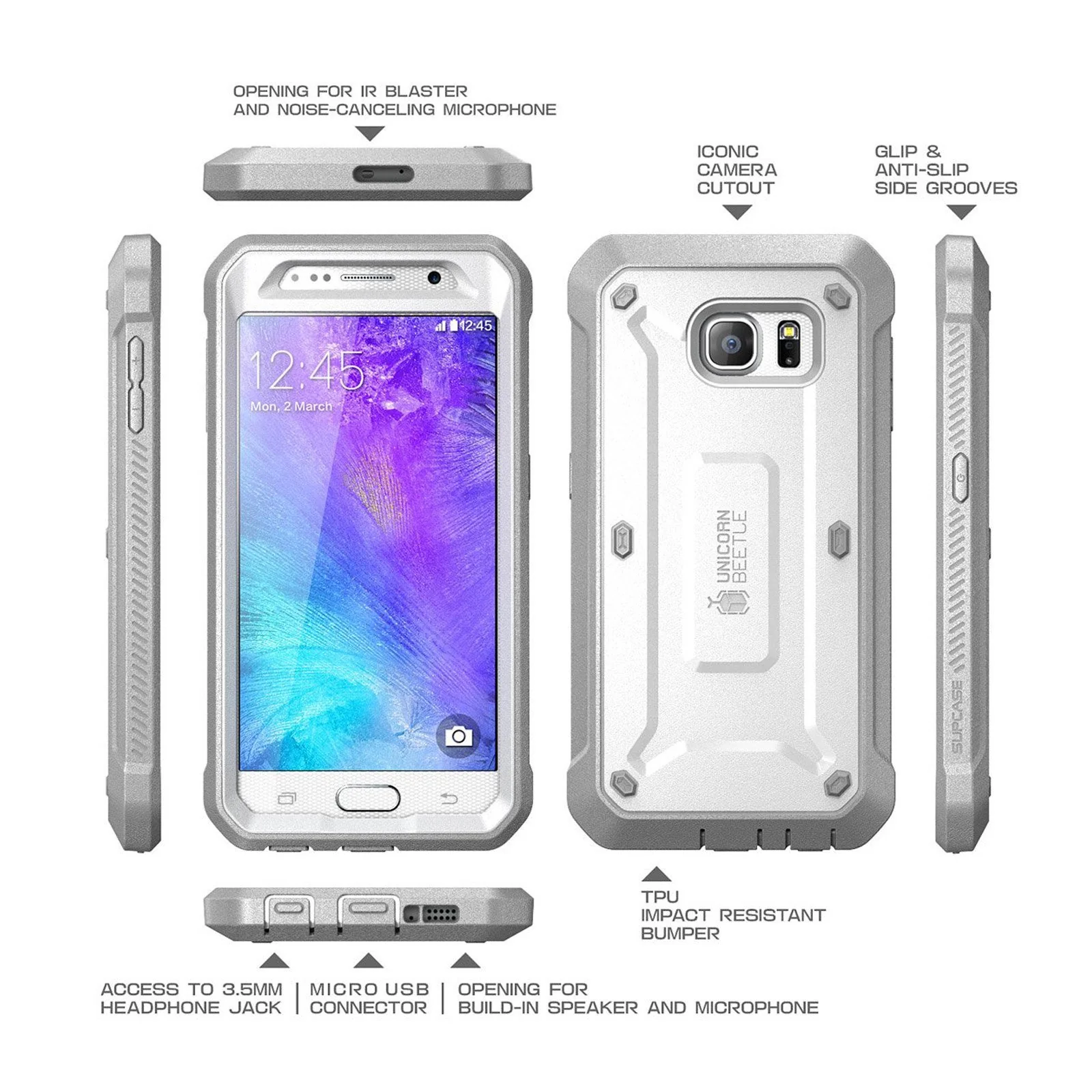 Galaxy S6 Unicorn Beetle Pro Full Body Rugged Holster Case with Screen Protector(open box)-White - Image 6