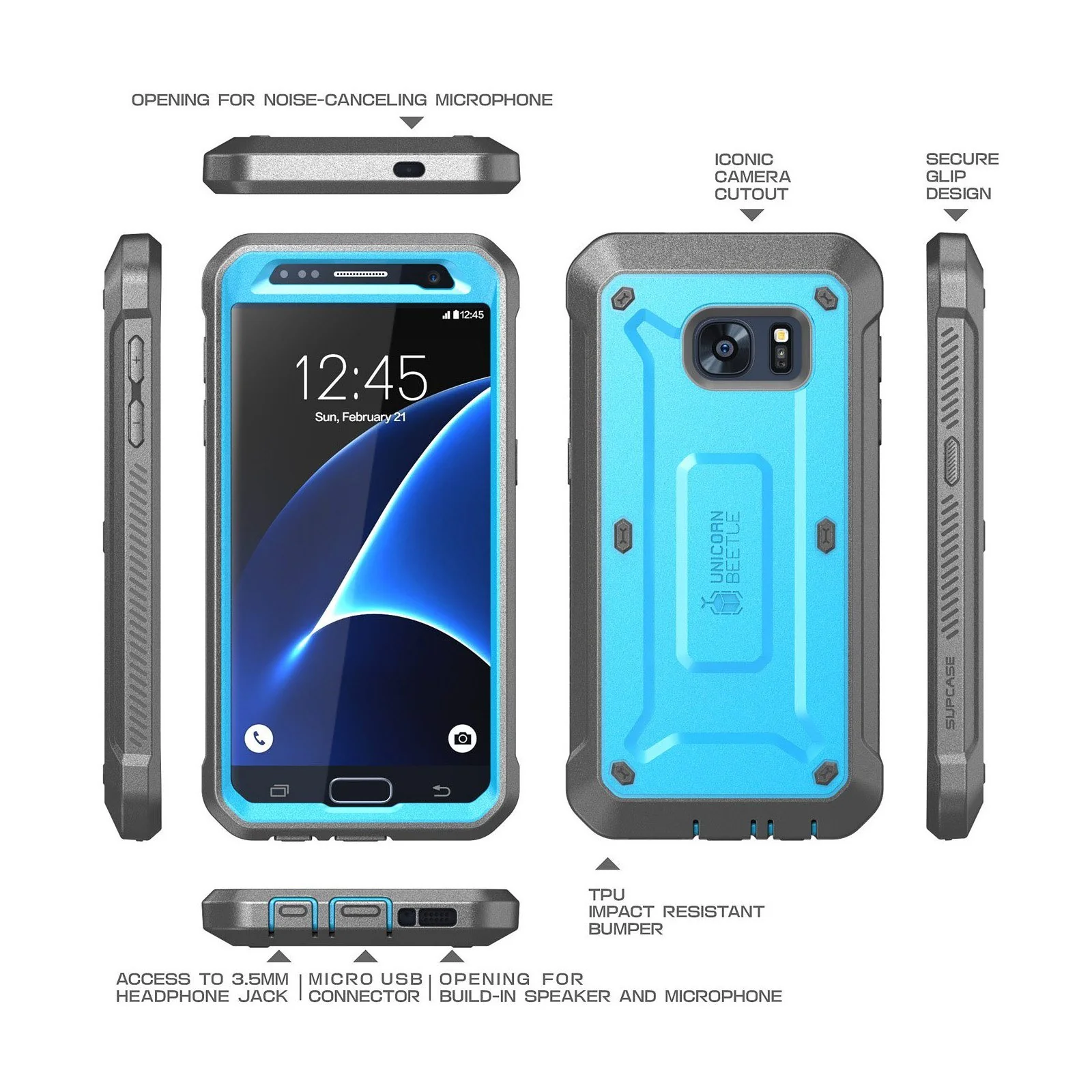 Galaxy S7 Unicorn Beetle Pro Full Body Rugged Holster Case(open box)-Blue - Image 5