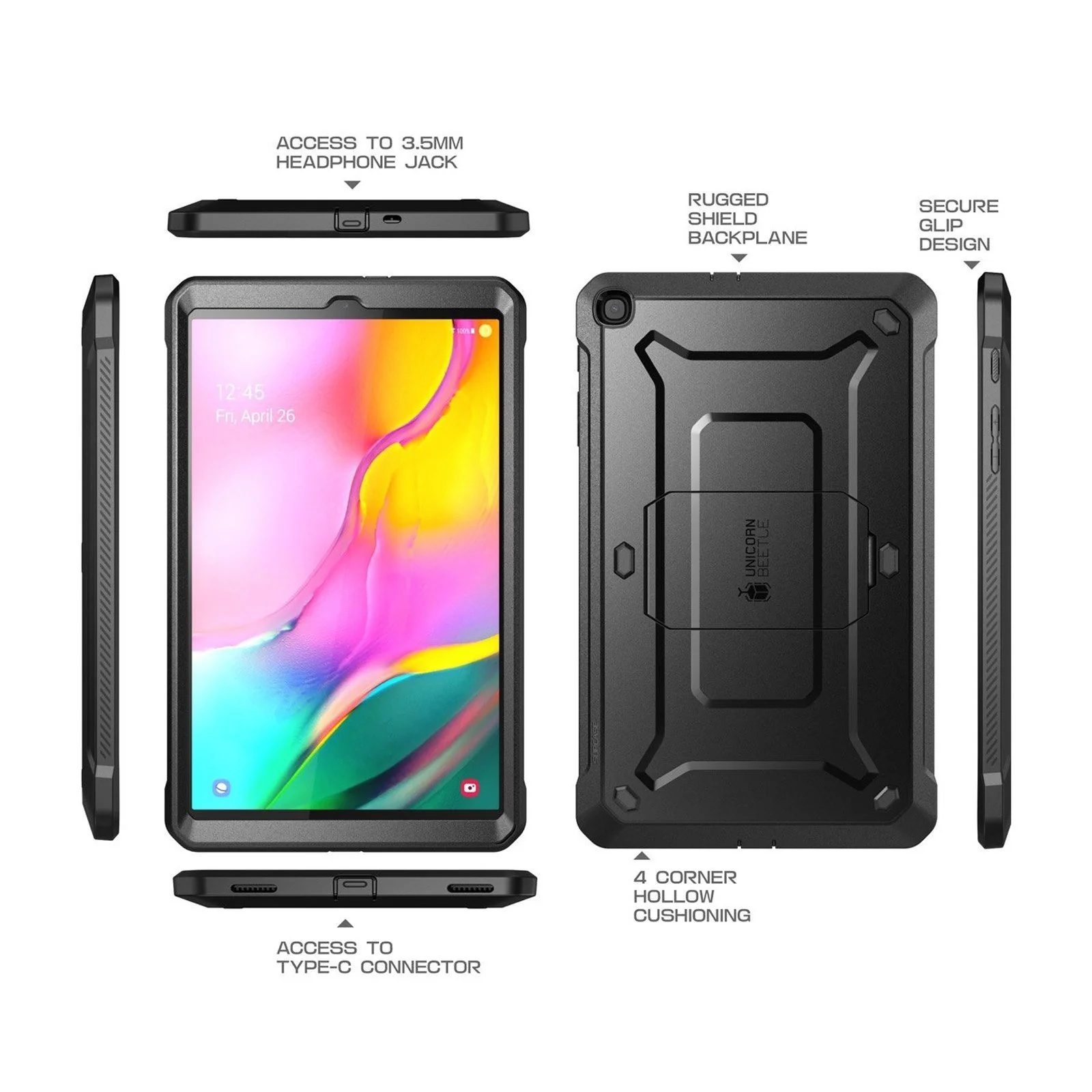 Galaxy Tab A 10.1 inch (2019) Unicorn Beetle Pro Full-Body Case-Black - Image 5