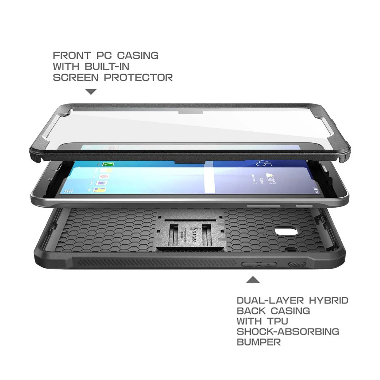 Galaxy Tab E 8.0 inch (2016) Unicorn Beetle Pro Rugged Case with Built-in Screen Protector-Black - Image 3