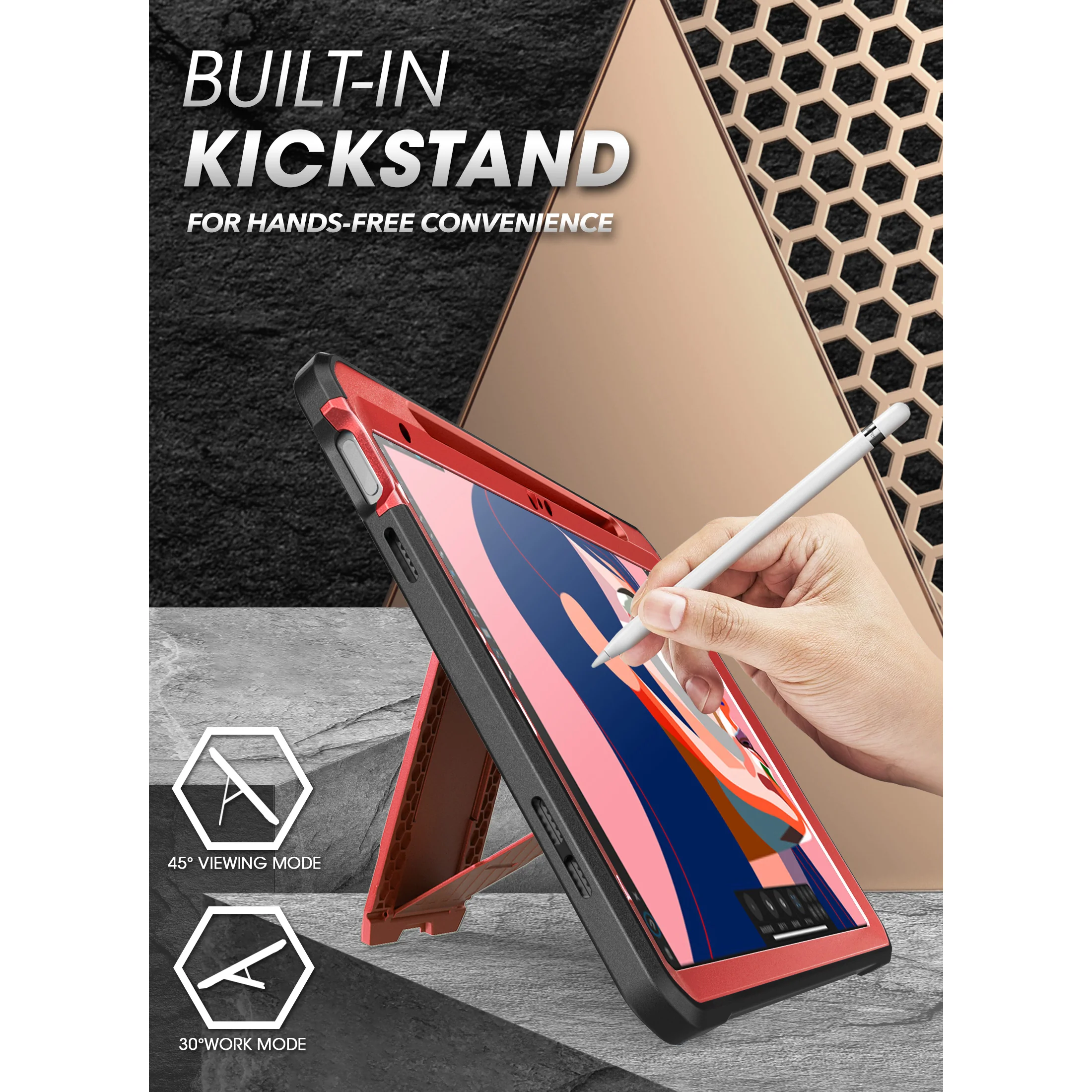 iPad 10.9" 2022 Unicorn Beetle PRO Rugged Kickstand Case-Metallic Red - Image 7