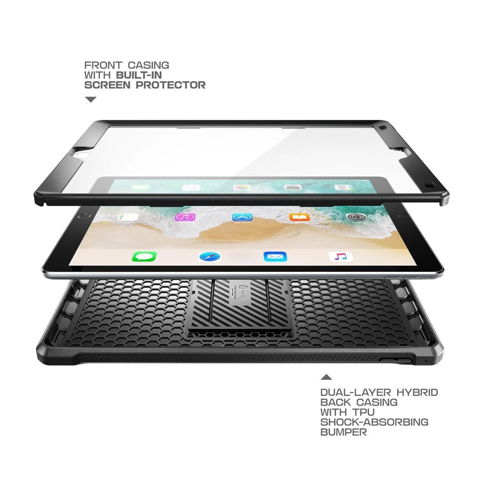 iPad Pro 12.9 in (2017) Unicorn Beetle Pro Rugged Protective Case w/ Screen Protector-Black - Image 3