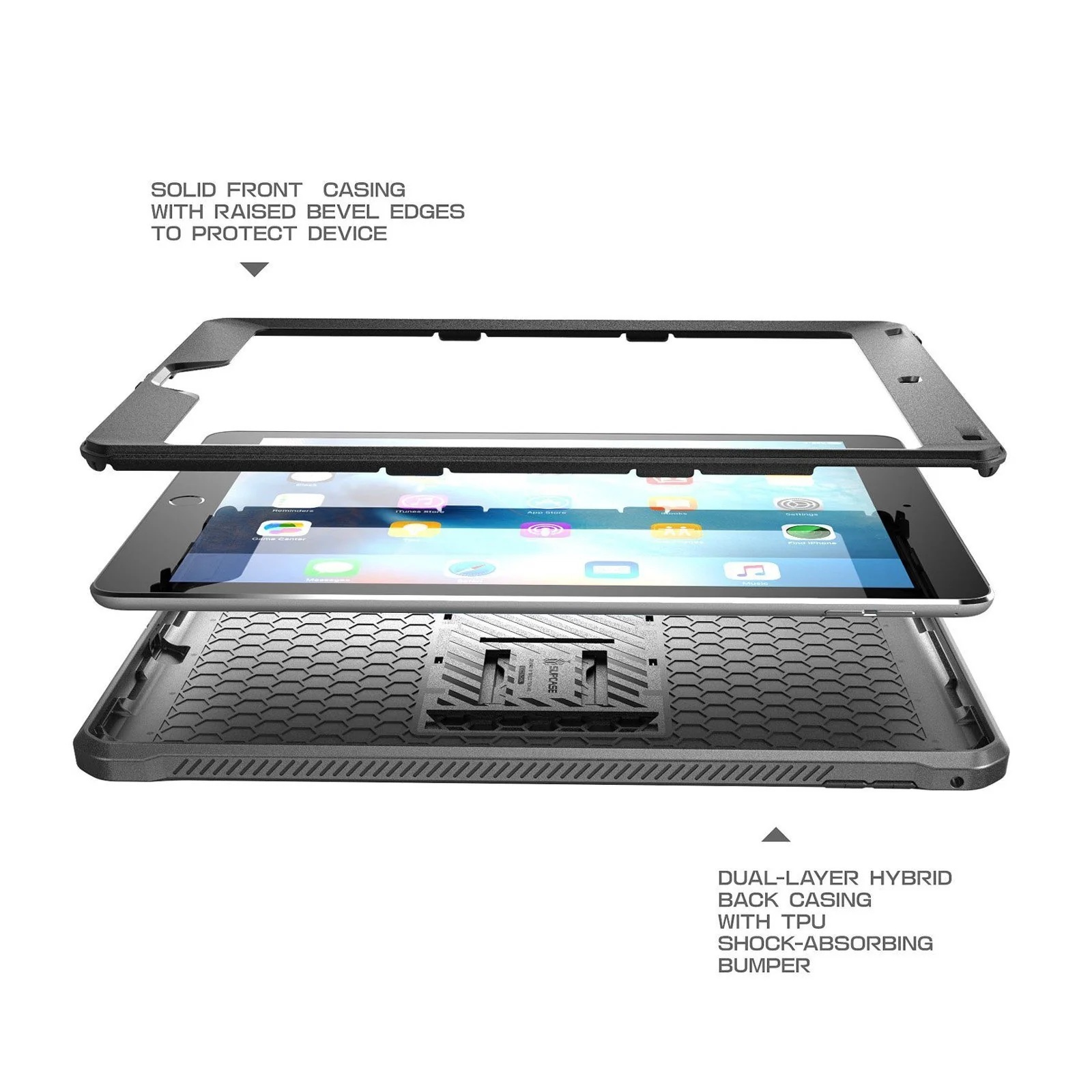 iPad Pro 9.7 inch (2016) Unicorn Beetle Pro Full Body Rugged Case with Screen Protector-Black - Image 5