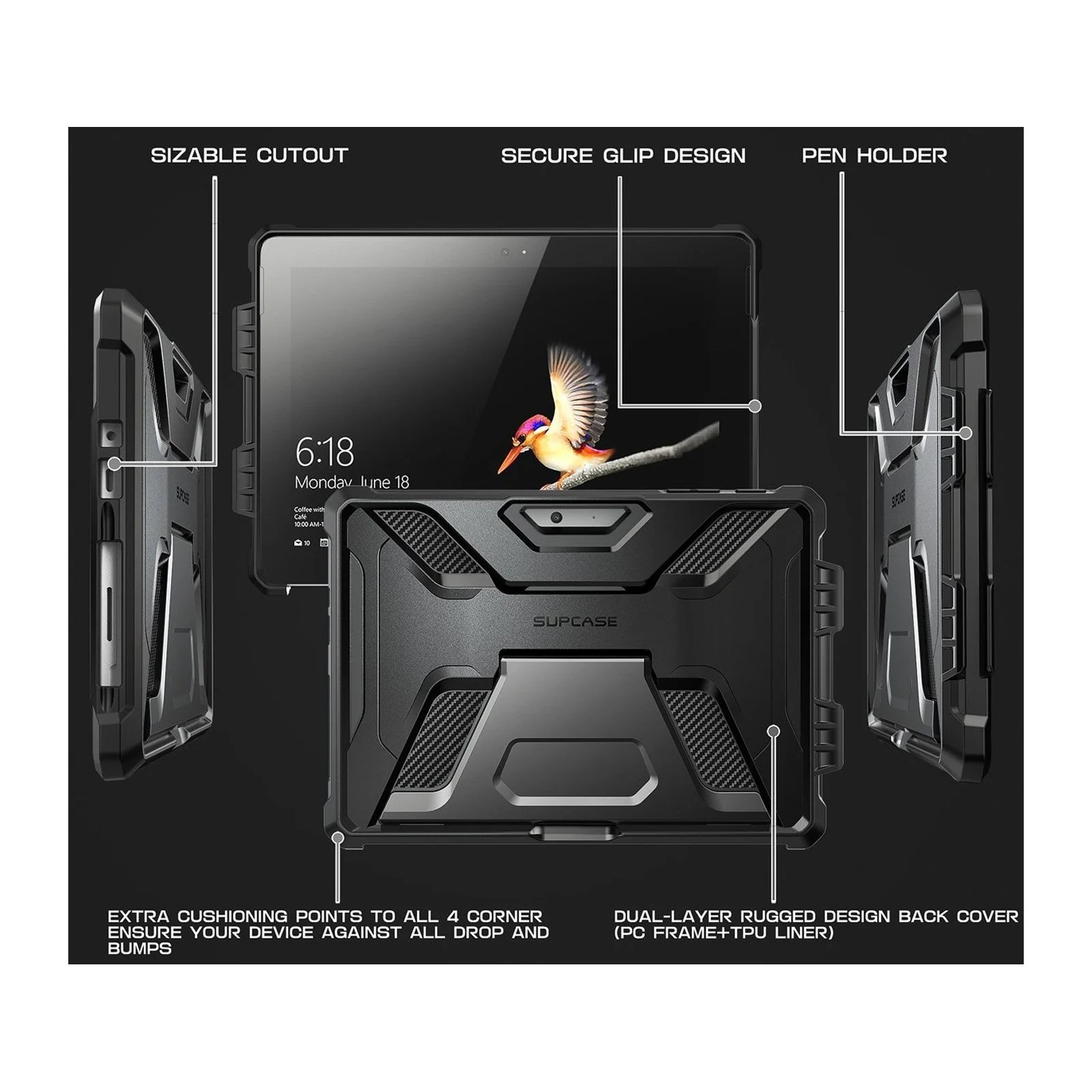 Microsoft Surface Go Unicorn Beetle PRO Full Body Protective Case-Black - Image 8