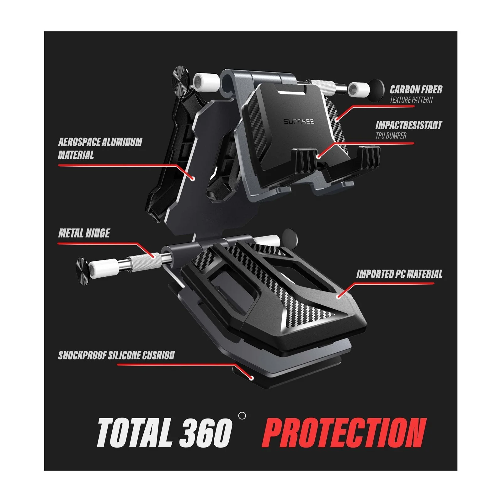 Heavy Duty Phone Stand for Desk Folds Flat Fits In Pocket-Black - Image 3