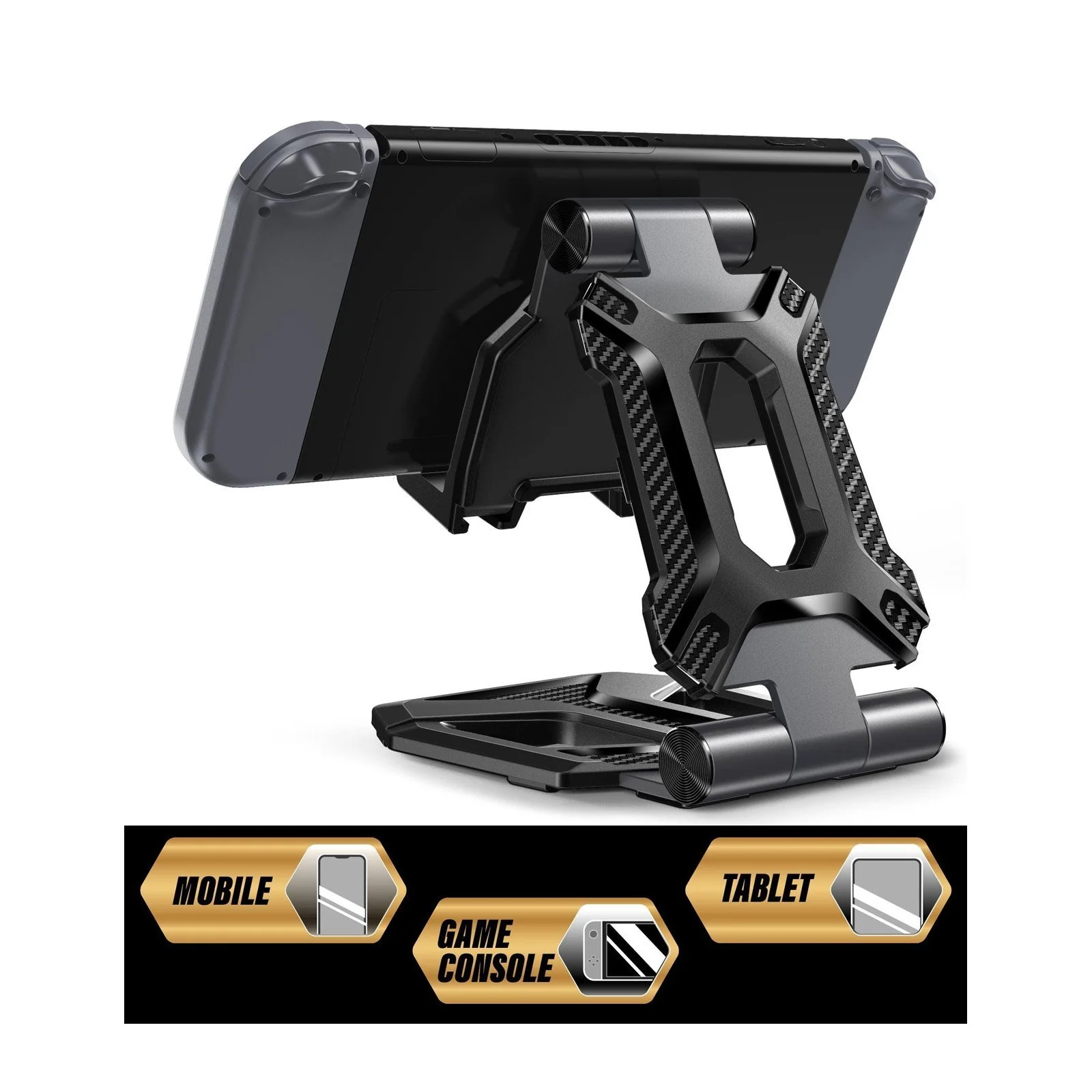 Heavy Duty Phone Stand for Desk Folds Flat Fits In Pocket-Black - Image 6