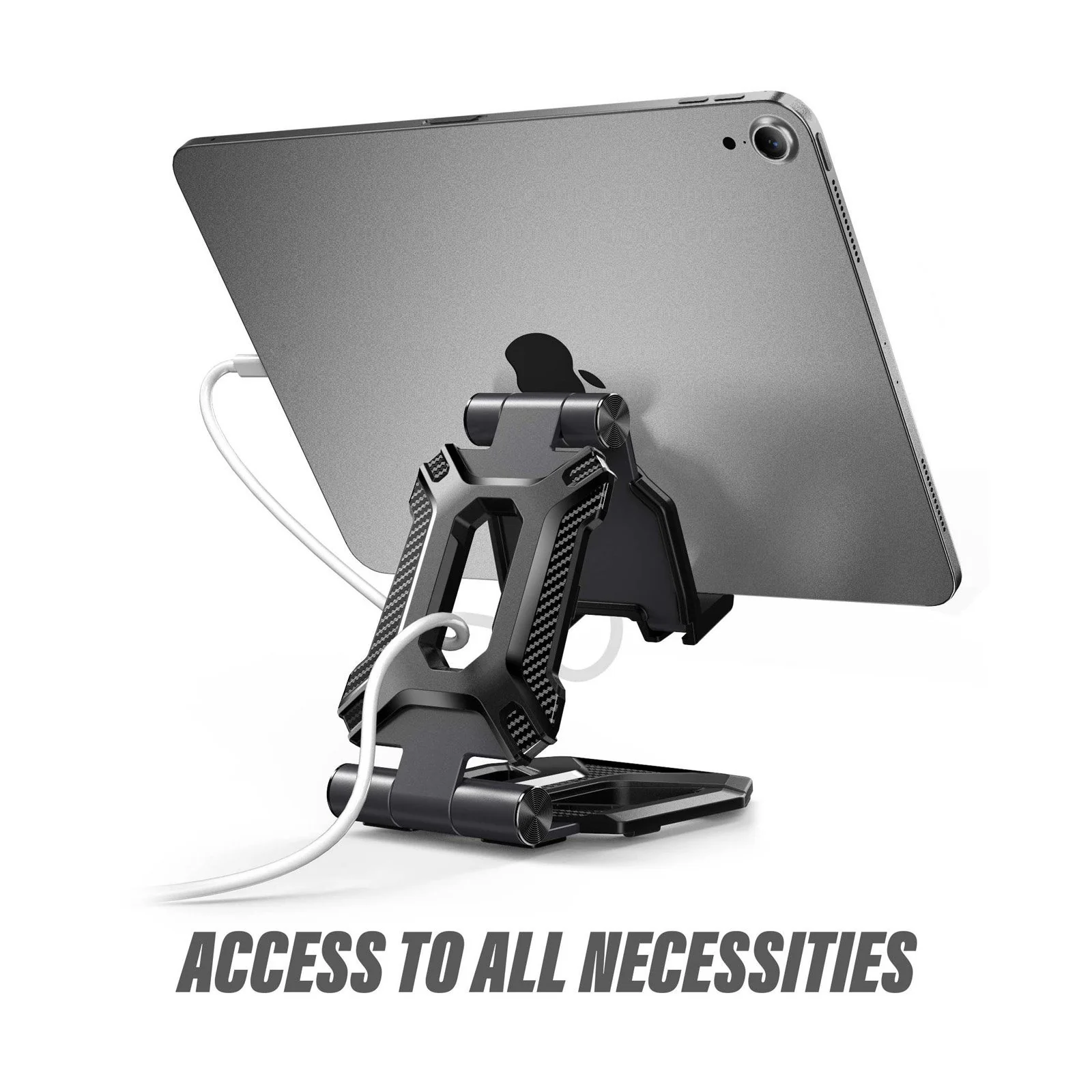 Heavy Duty Phone Stand for Desk Folds Flat Fits In Pocket-Black - Image 7