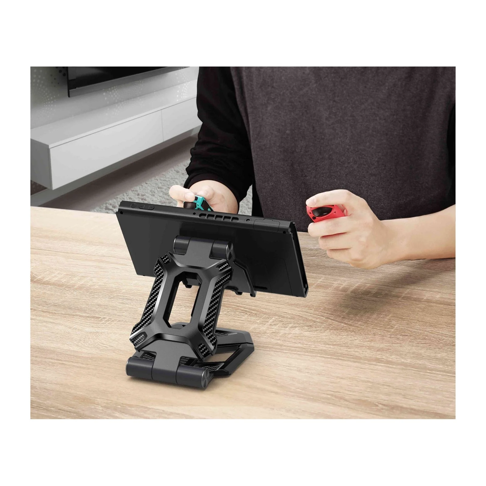 Heavy Duty Phone Stand for Desk Folds Flat Fits In Pocket-Black - Image 8