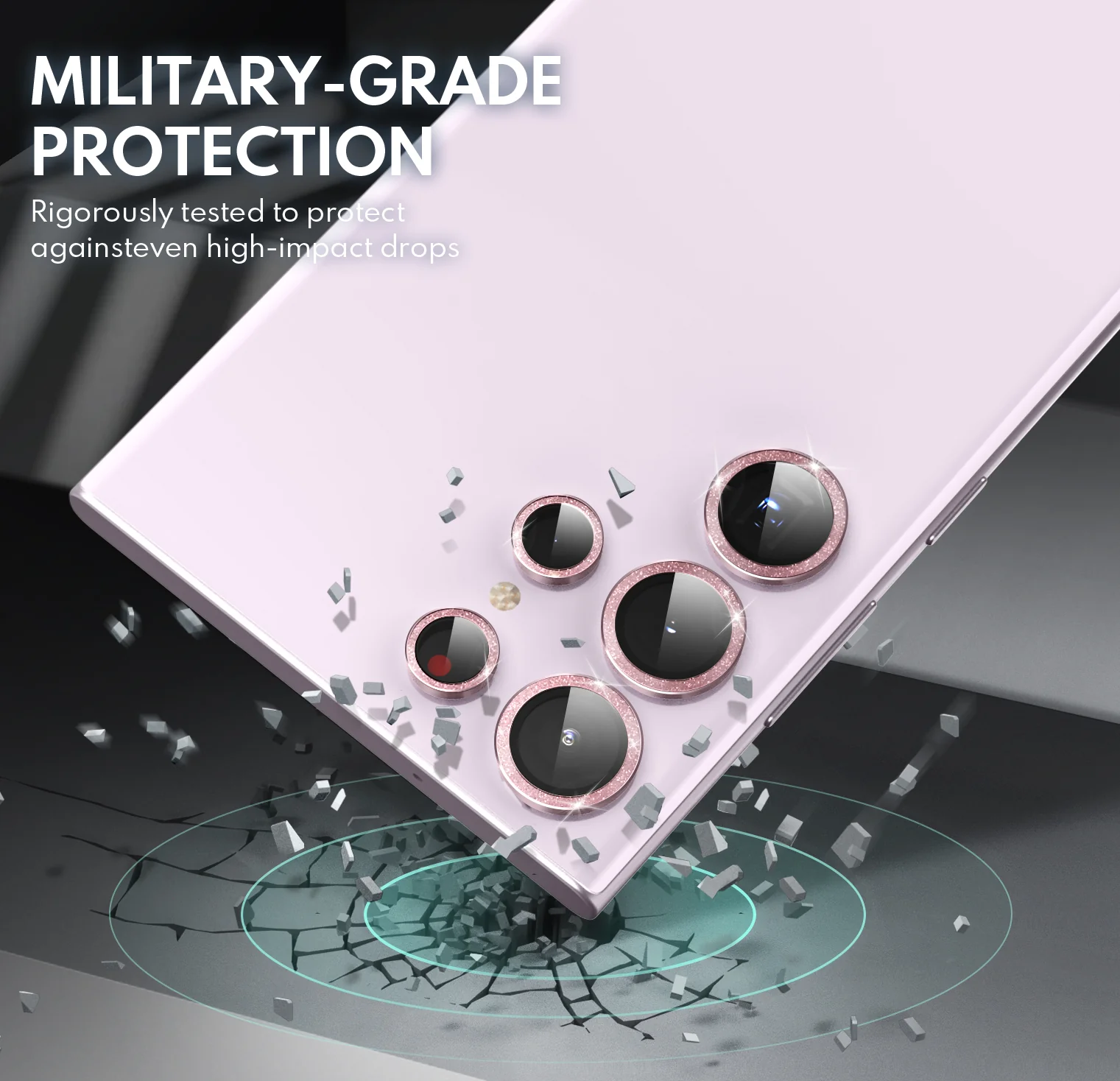 Tempered Glass Camera Lens Protector  for Galaxy S23 Ultra-Glimmer Pink - Image 3