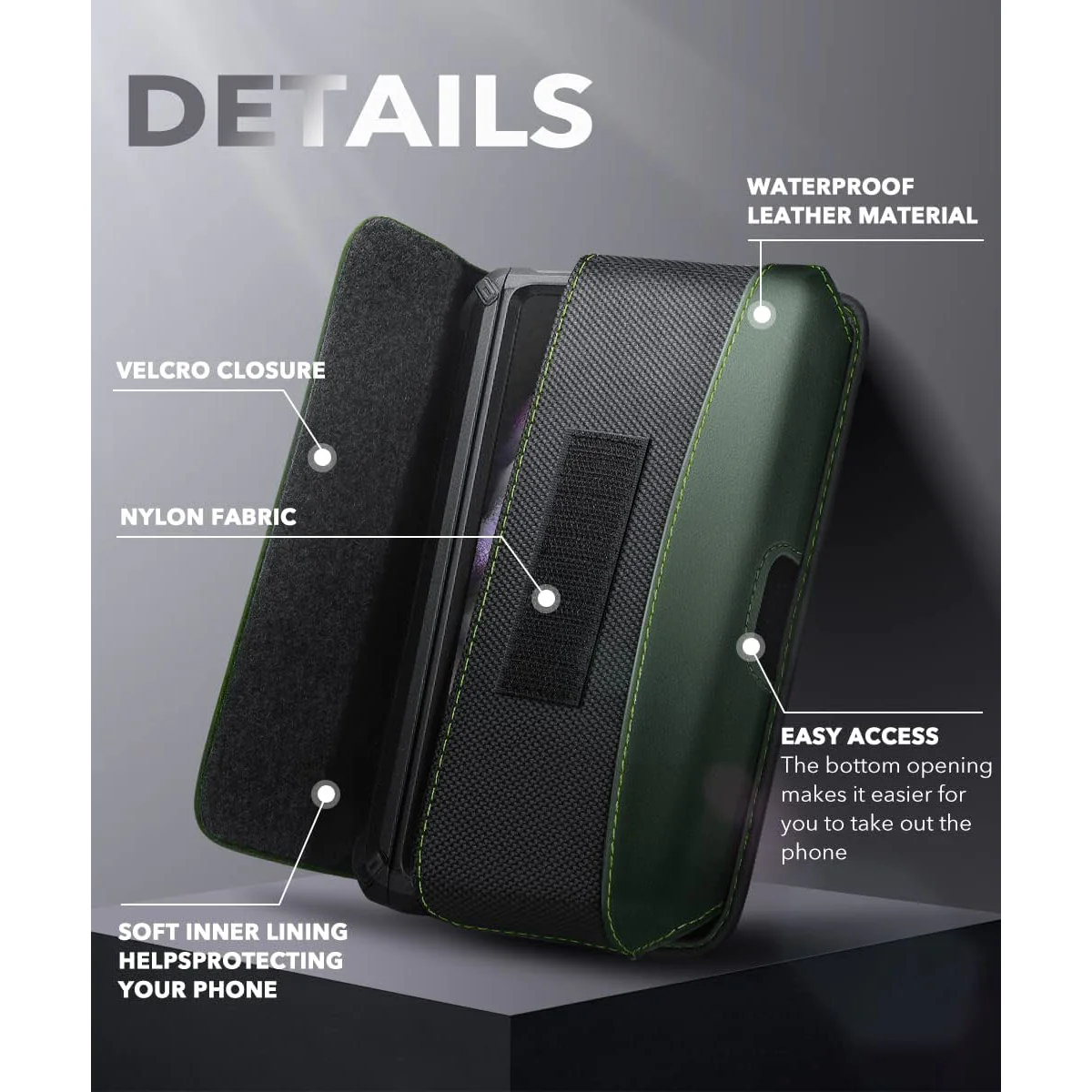 Universal Belt Clip Cell Phone Holster for Galaxy Fold and Large Phones-Green - Image 3